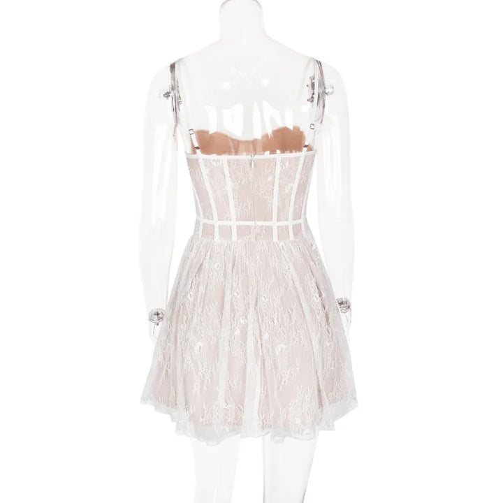 Mini Lace A-Line Dress with Corset Design - Milan