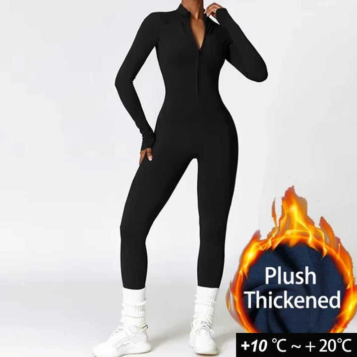 Short/long sporty fitted jumpsuit with shaping fabric and zipper closure - Andi