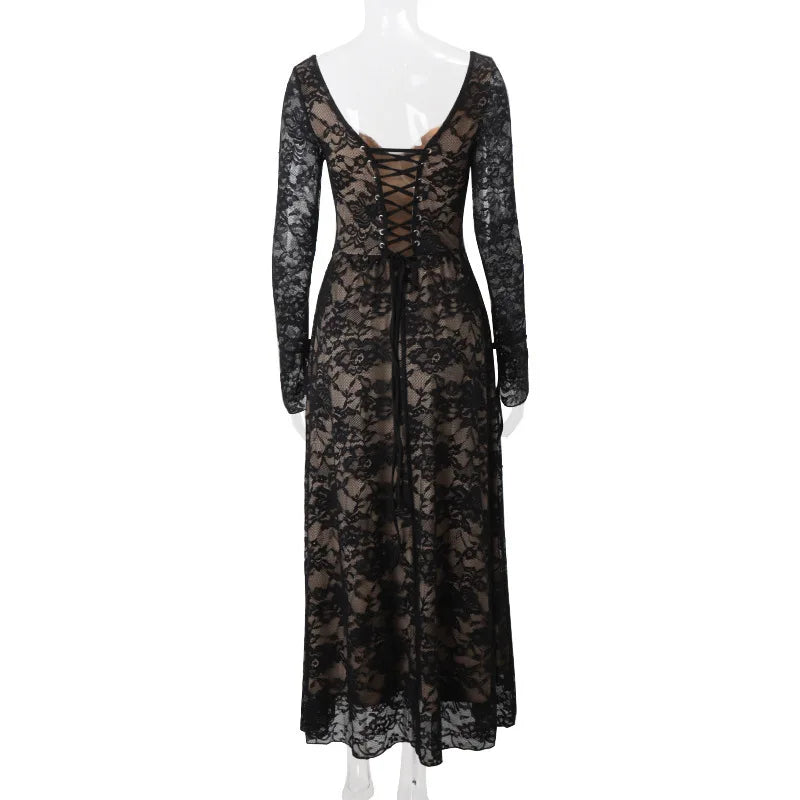 Lace maxi dress with corset design - Nuriel