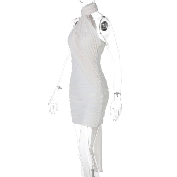 Mini Dress with Pleats and Scarf Detail - Kala