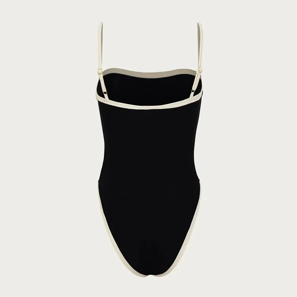 One-Piece Swimsuit with High Cut and Spaghetti Straps - Ariyah