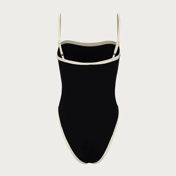 One-Piece Swimsuit with High Cut and Spaghetti Straps - Ariyah
