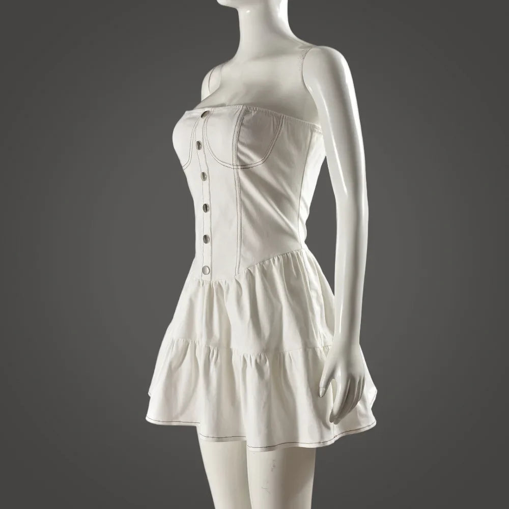 Strapless ruffled denim mini dress - Shirael