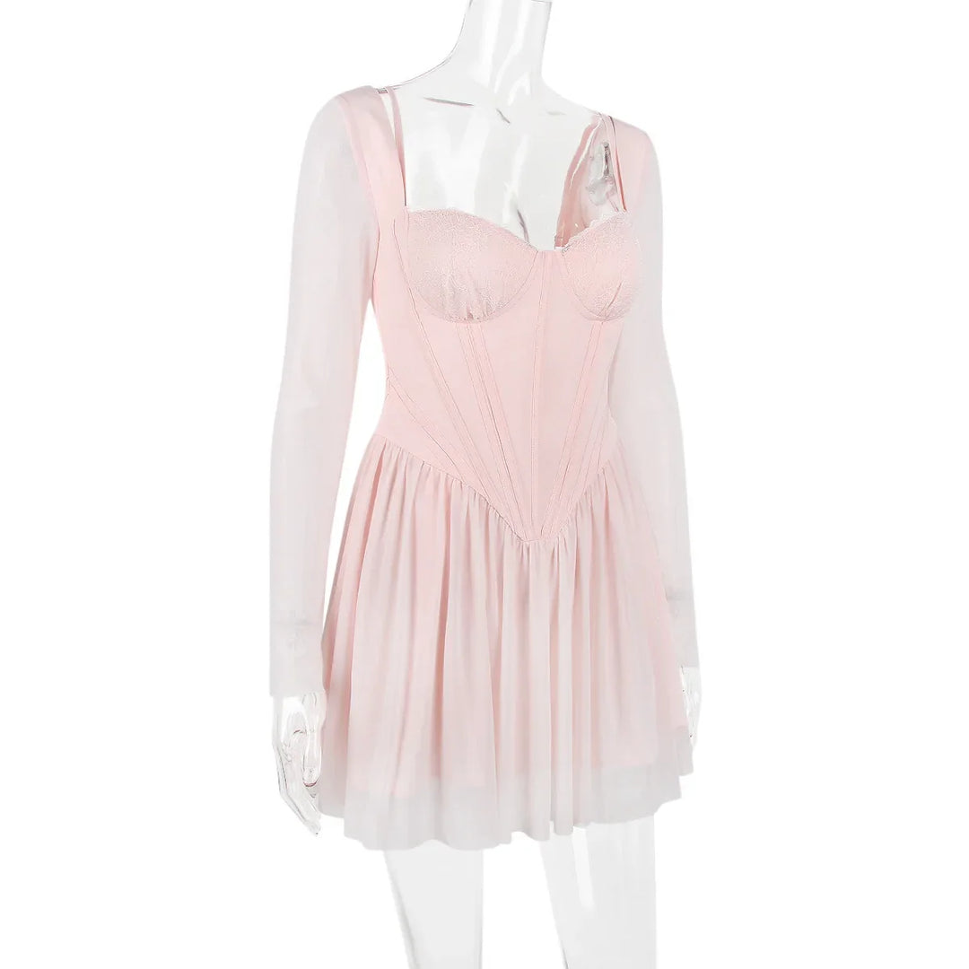 Chiffon mini dress with corset design - ROSIE