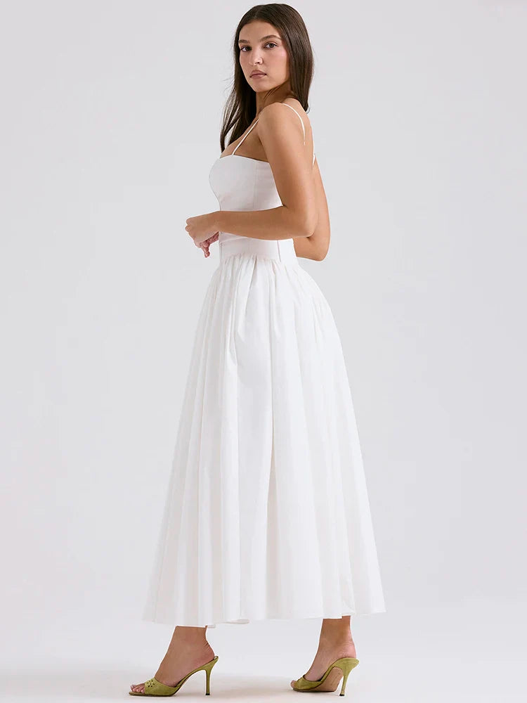 Country Style Maxi Dress with A-Line and Spaghetti Straps - Joelle