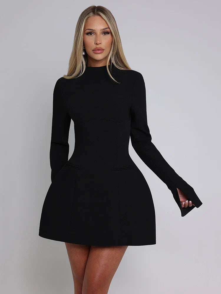 A-line mini dress with pocket decoration - Lady