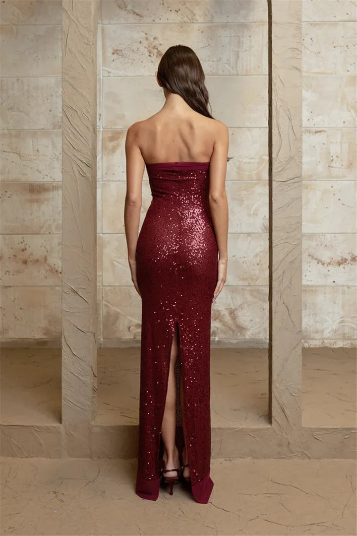 Strapless Maxi Dress with Sequin Design - WIN D