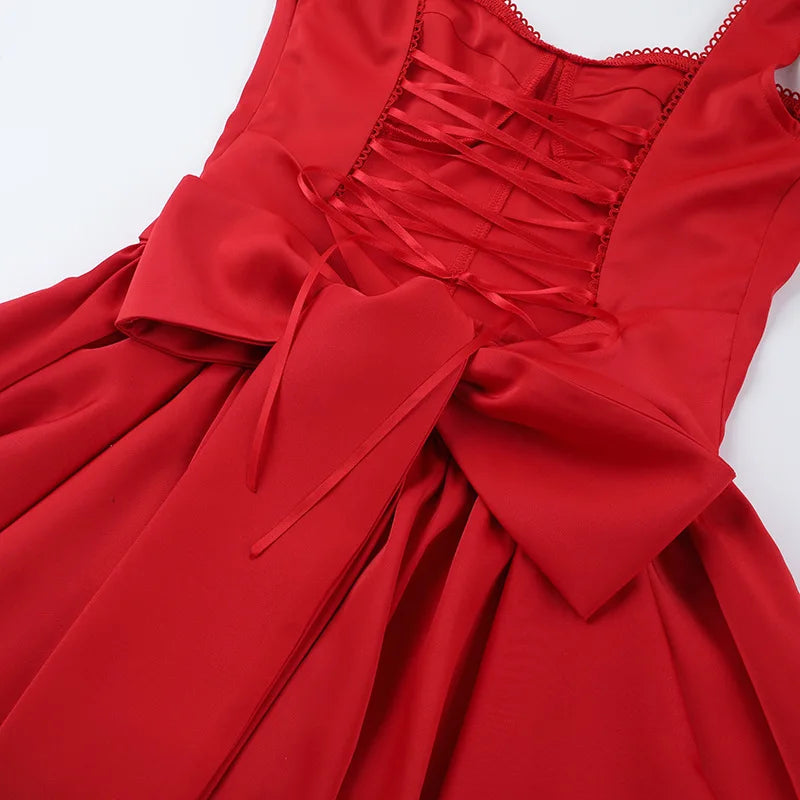 Mini A-Line Dress with Back Tie and Bow Detail - Demi