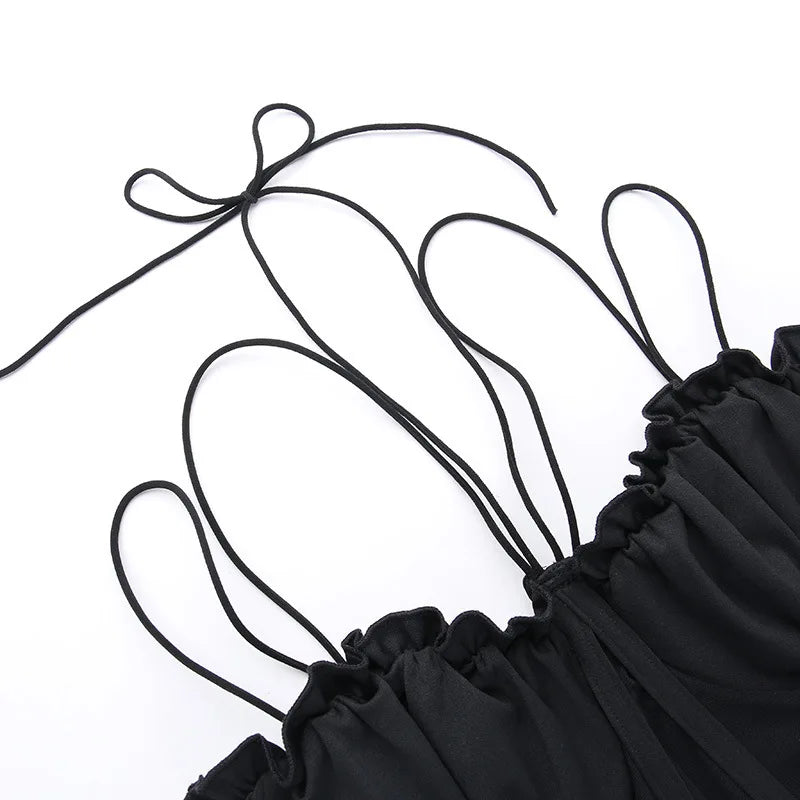 Maxi Evening Dress with Cutouts, Shirring, and Ties - Erica