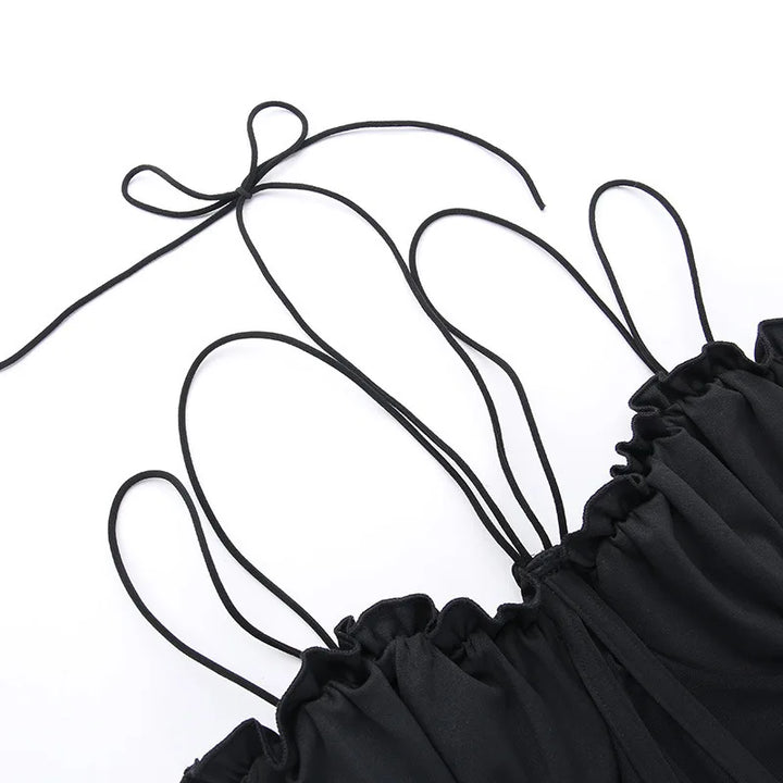 Maxi Evening Dress with Cutouts, Shirring, and Ties - Erica