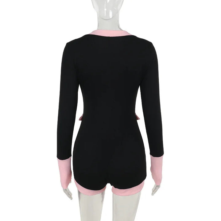 Short Knitted Tailored Jumpsuit with Button Detail - Hattie