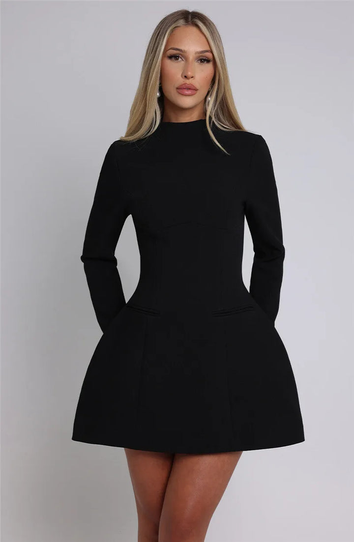A-line mini dress with pocket decoration - Lady