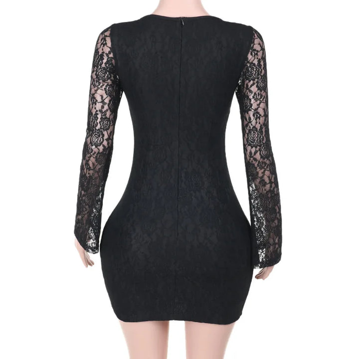 Lace Mini Dress with Tie Details - Lorial