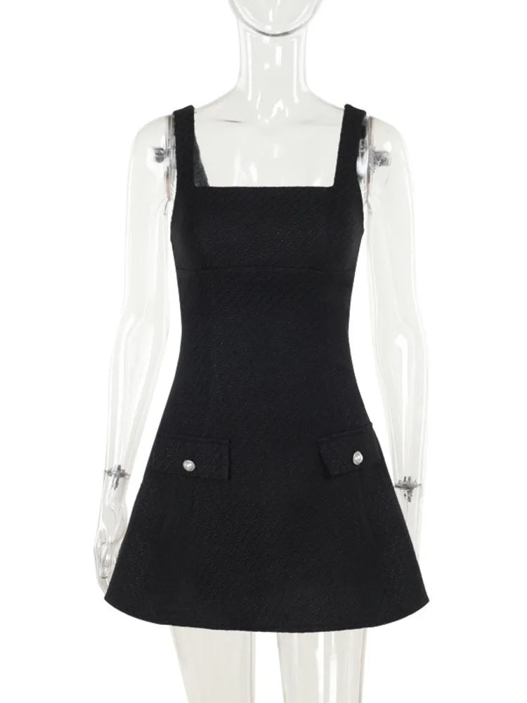 Woven mini dress in A-line cut with pocket decoration - Mili