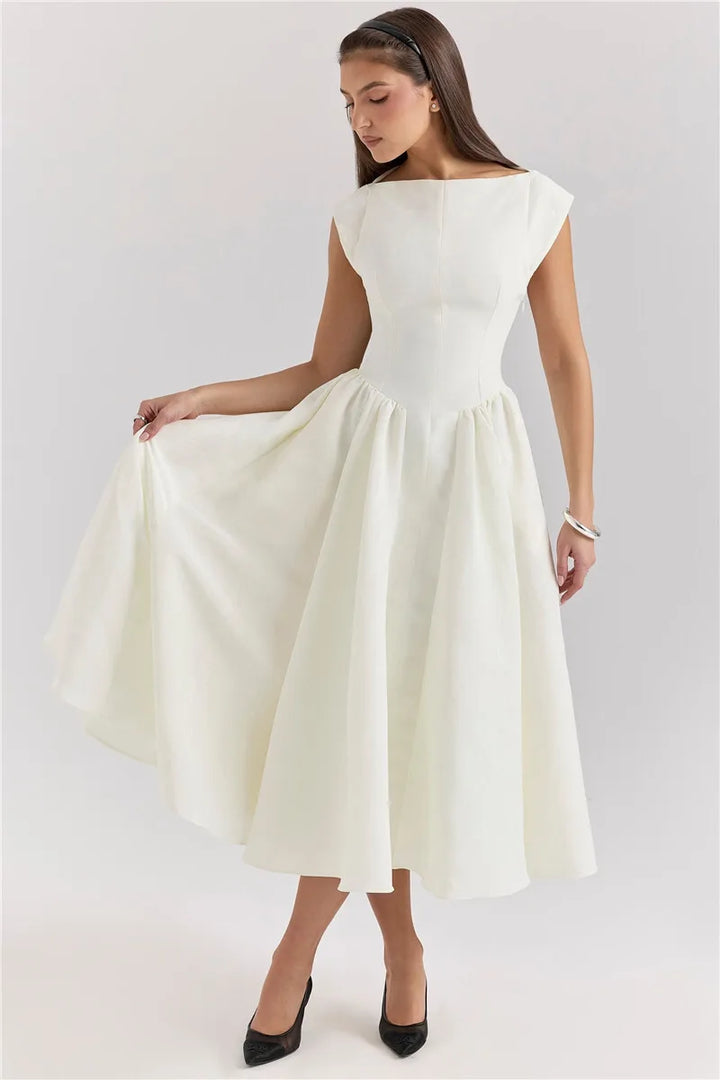 A-Line Midi Dress with Open Back - Rona Lee