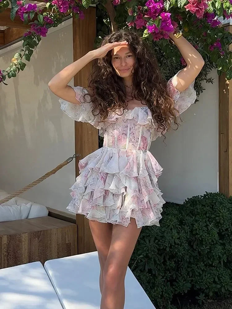 Floral Off-Shoulder Ruffled Mini Dress - Lisa