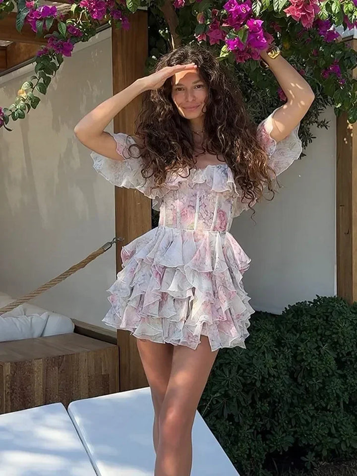 Floral Off-Shoulder Ruffled Mini Dress - Lisa