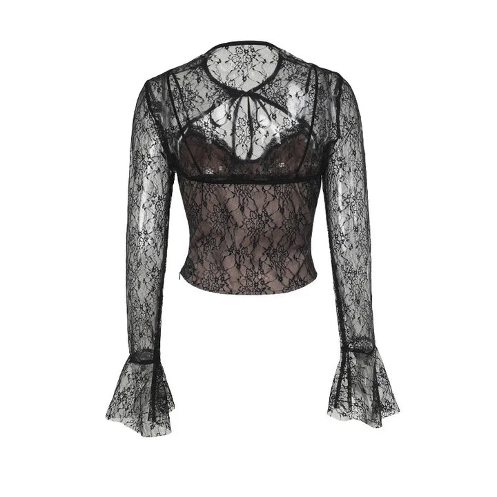 Lace corset top with lace sleeve decoration - Mila