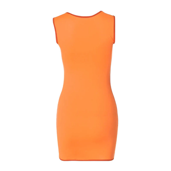 Fitted Mini Dress - Brick