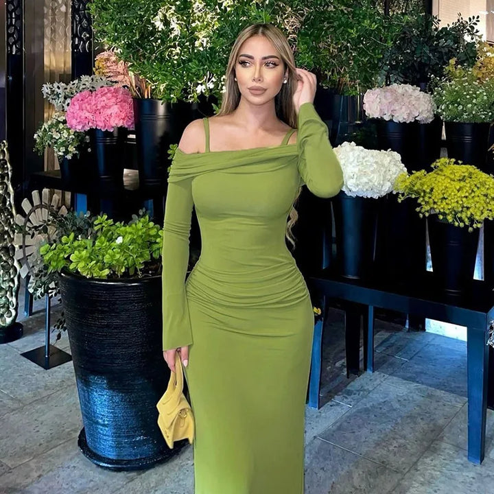 Maxi dress with off-shoulder and strap design - Gala