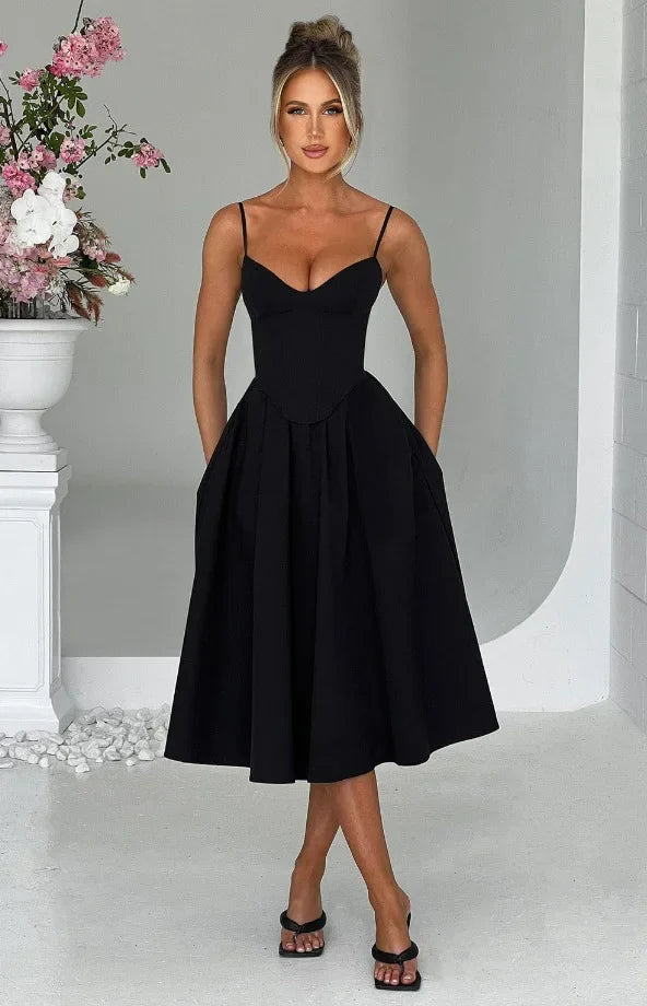 Midi Dress with A-Line and Classic Design - Nataly