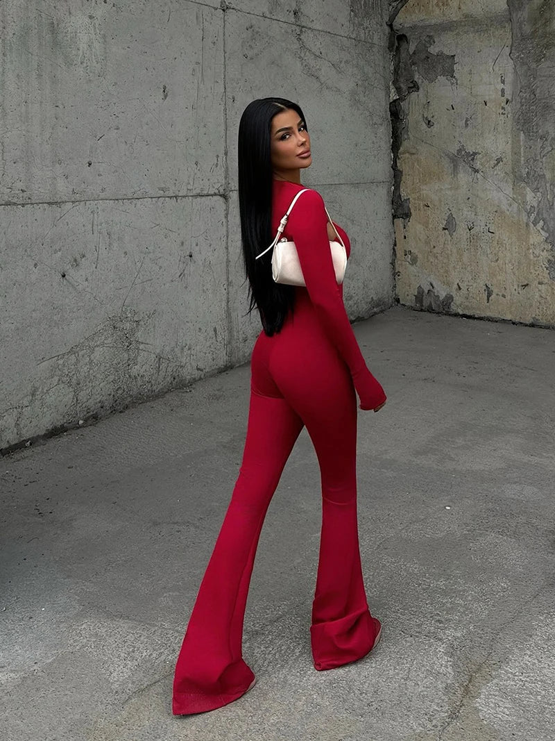 Pedal Pusher Jumpsuit with Shaping Fabric and Overlay Design - Vini