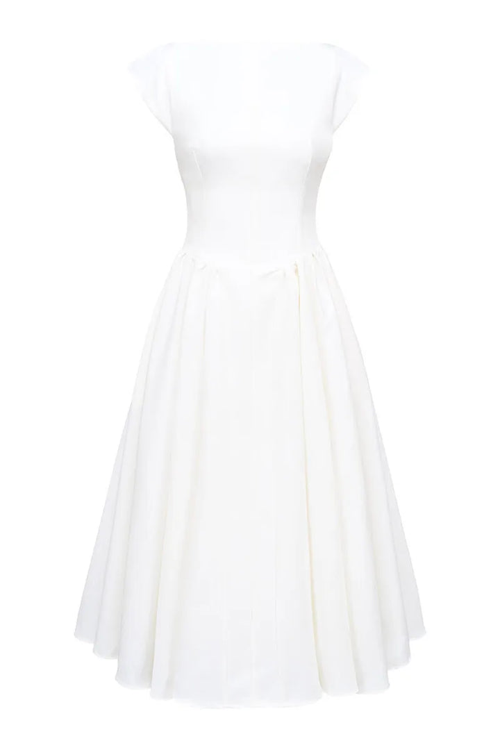 A-Line Midi Dress with Open Back - Rona Lee