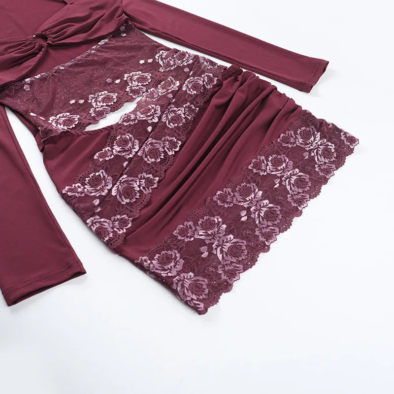 Fitted mini dress with cutouts and lace decoration - Mika
