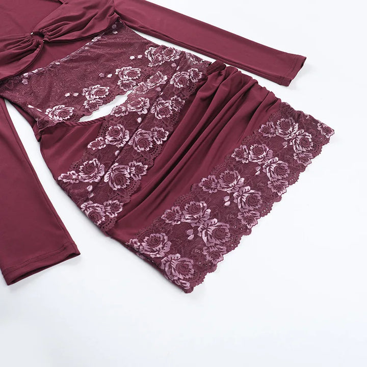 Fitted mini dress with cutouts and lace decoration - Mika