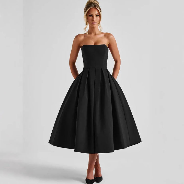 Strapless midi dress in A-line cut - Arya