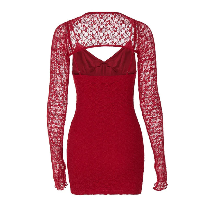 Lace mini dress with matching cap sleeve decoration - Eliraz