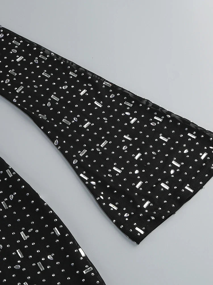 Luxurious Evening Maxi Dress with Sparkling Diamond Embellishment and Turtleneck Collar - Emerson