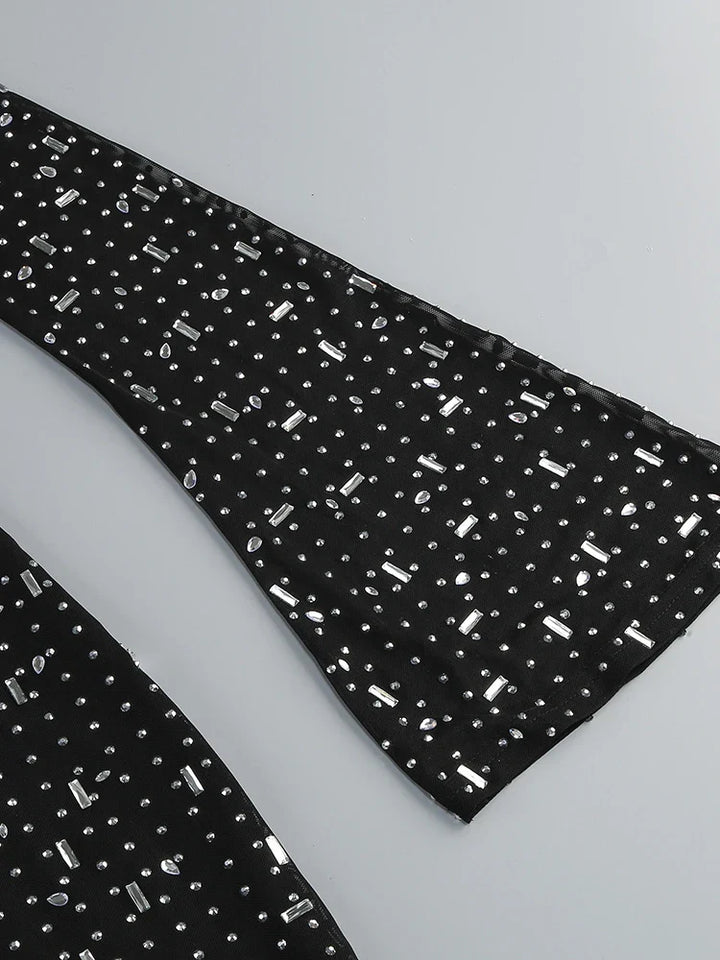 Luxurious Evening Maxi Dress with Sparkling Diamond Embellishment and Turtleneck Collar - Emerson