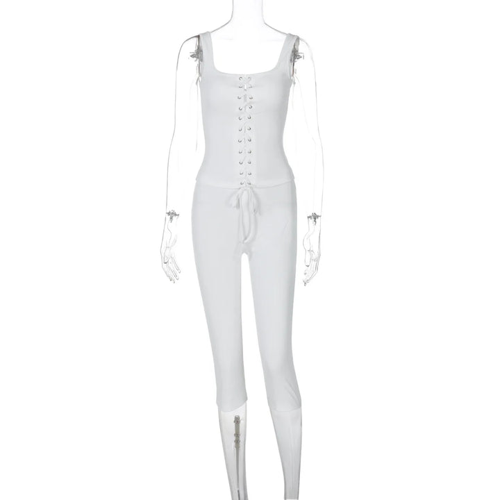 Two-piece set tie top and three-quarter leggings - Nadia