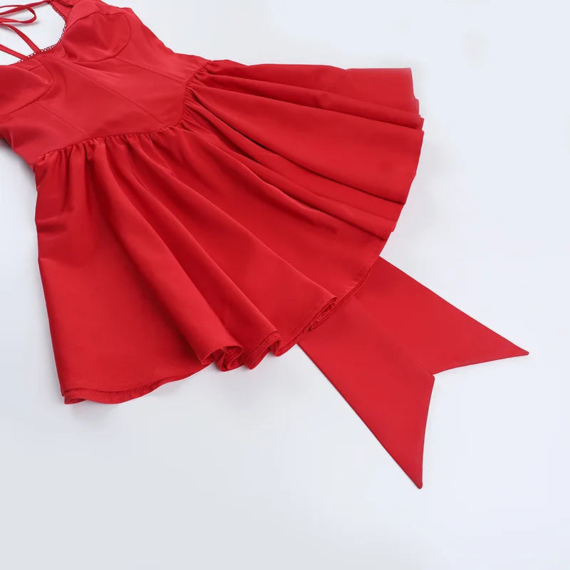 Mini A-Line Dress with Back Tie and Bow Detail - Demi