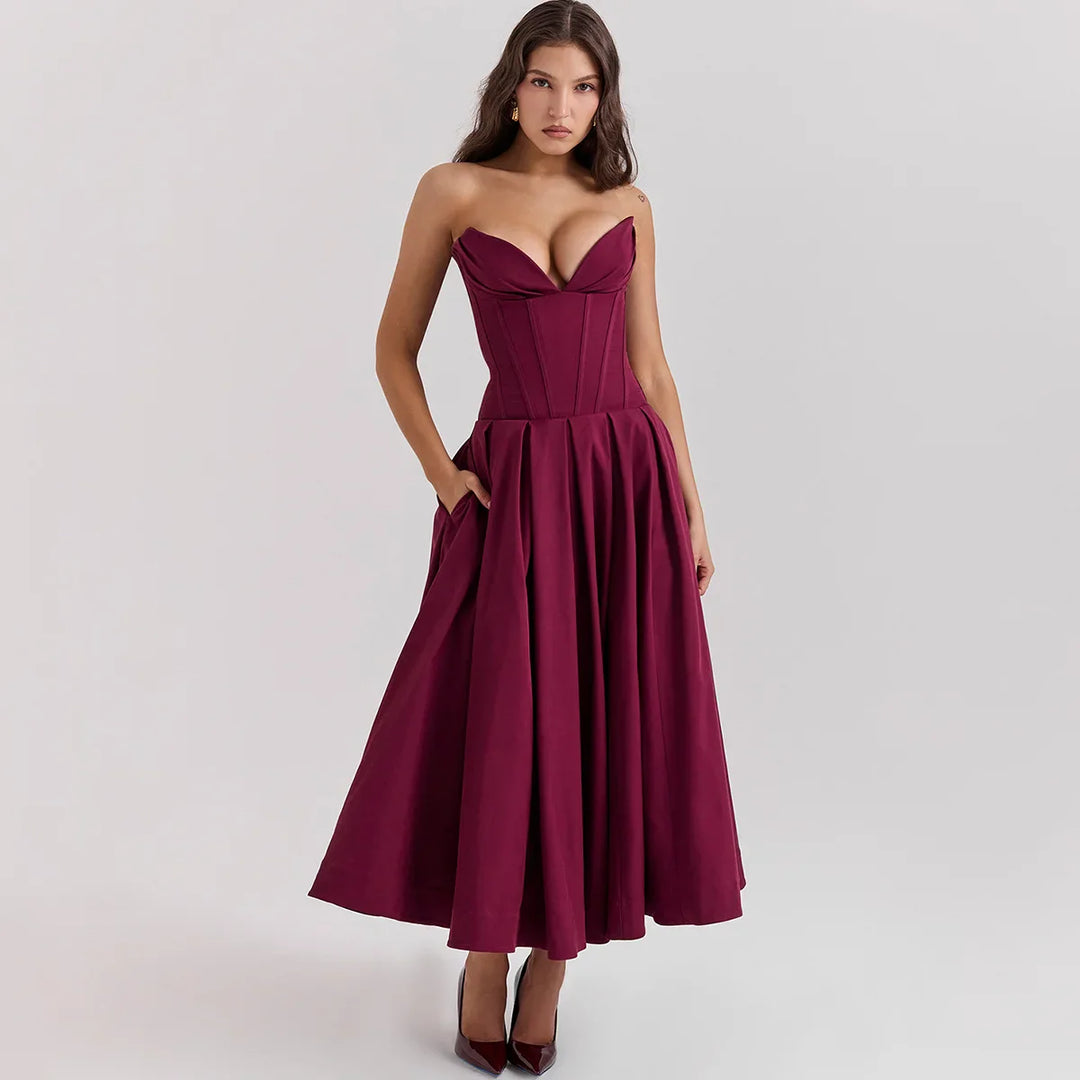 Strapless Midi Dress with Pockets - Fanny