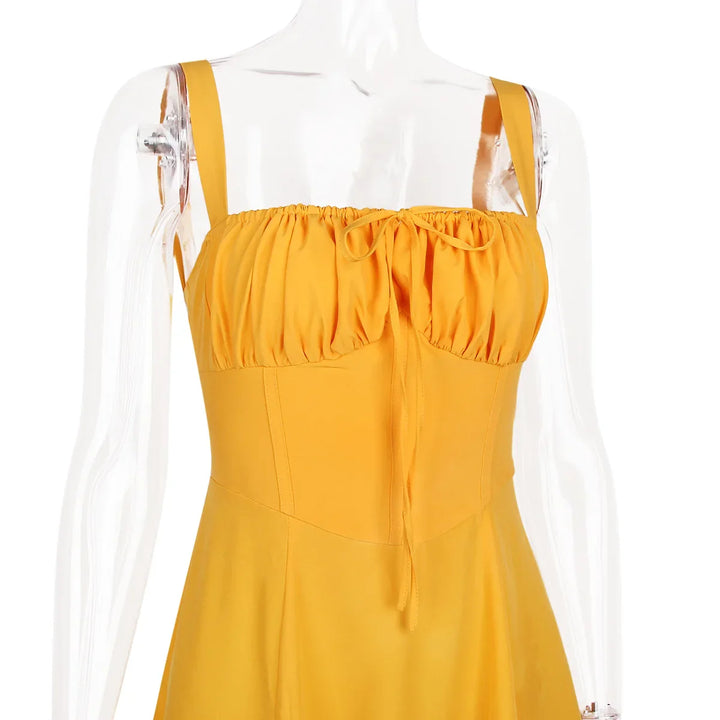 Summer Midi Dress with Rustic Design and Slit Decoration - Angelica