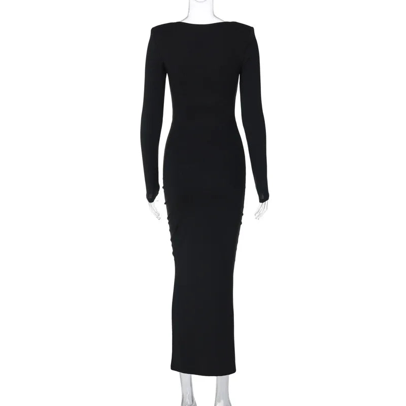 Elegant Midi Dress with Floral Detail and Slit - Chulia