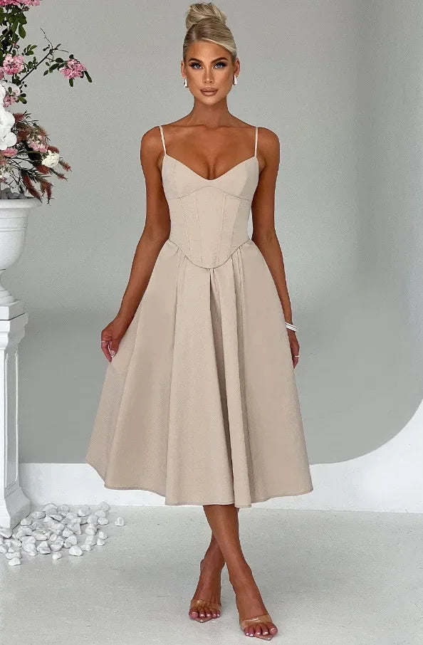 Midi Dress with A-Line and Classic Design - Nataly