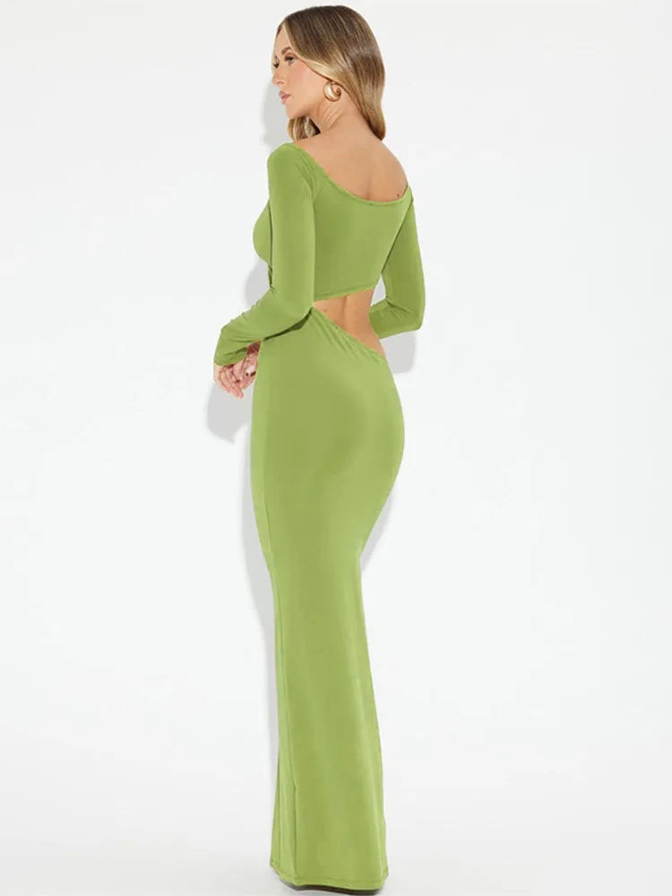 Maxi dress with exposed midriff and buckle design - Talia