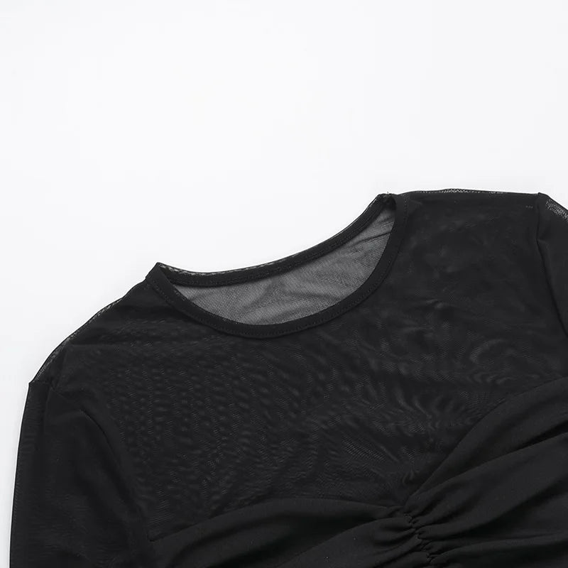 Mini mesh dress with ruching design - Baki