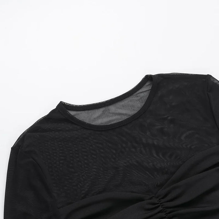 Mini mesh dress with ruching design - Baki