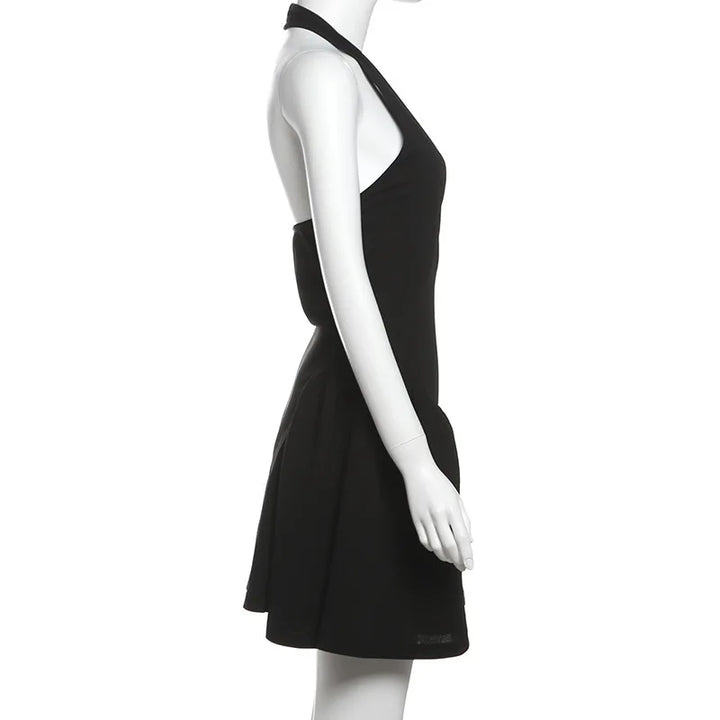 Fitted A-line Mini Dress with V-Neck Collar - Marlowe