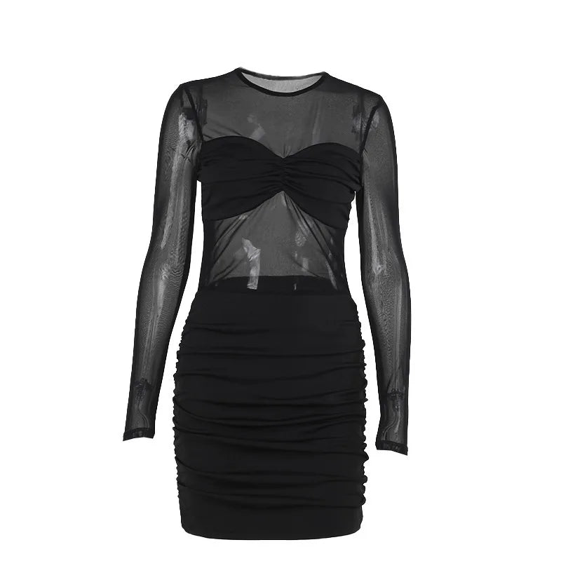 Mini mesh dress with ruching design - Baki