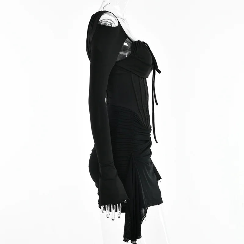 Mini dress with corset design and tie - KASIE