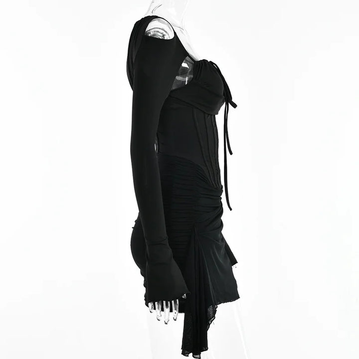 Mini dress with corset design and tie - KASIE