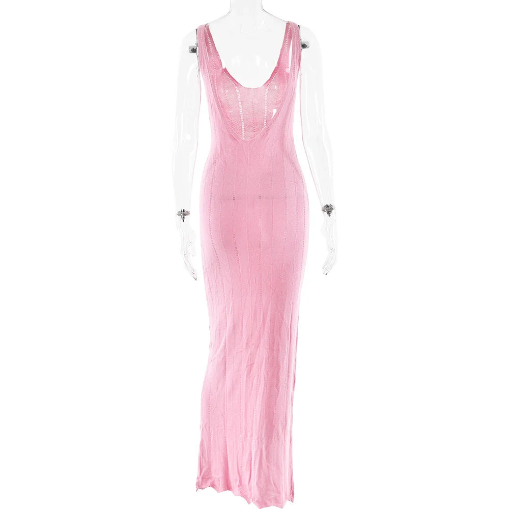 Knitted Maxi Dress with Open Back - Maliyah