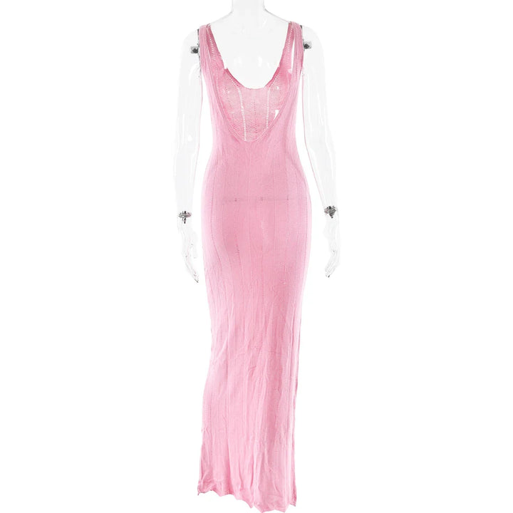 Knitted Maxi Dress with Open Back - Maliyah