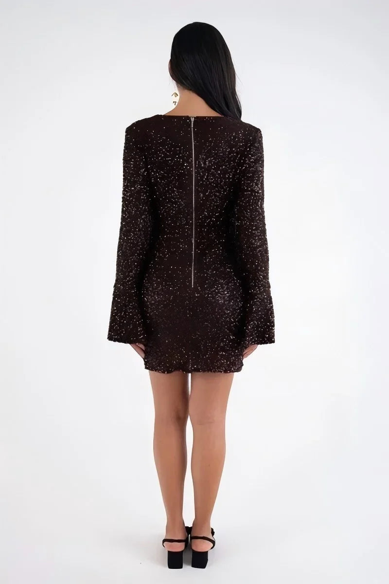 Mini Dress with Sequins and Bow Design - ZADIG