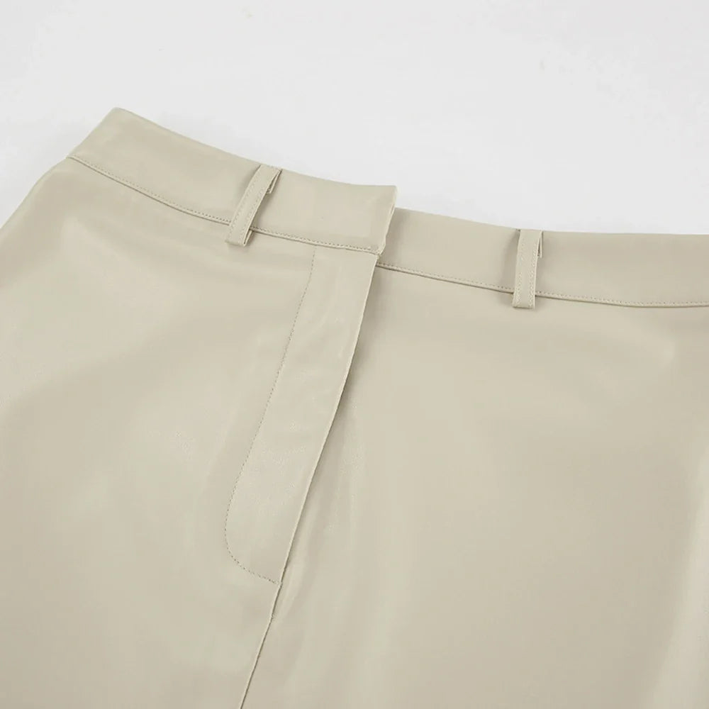 Maxi faux leather skirt with slit design - MAGEN